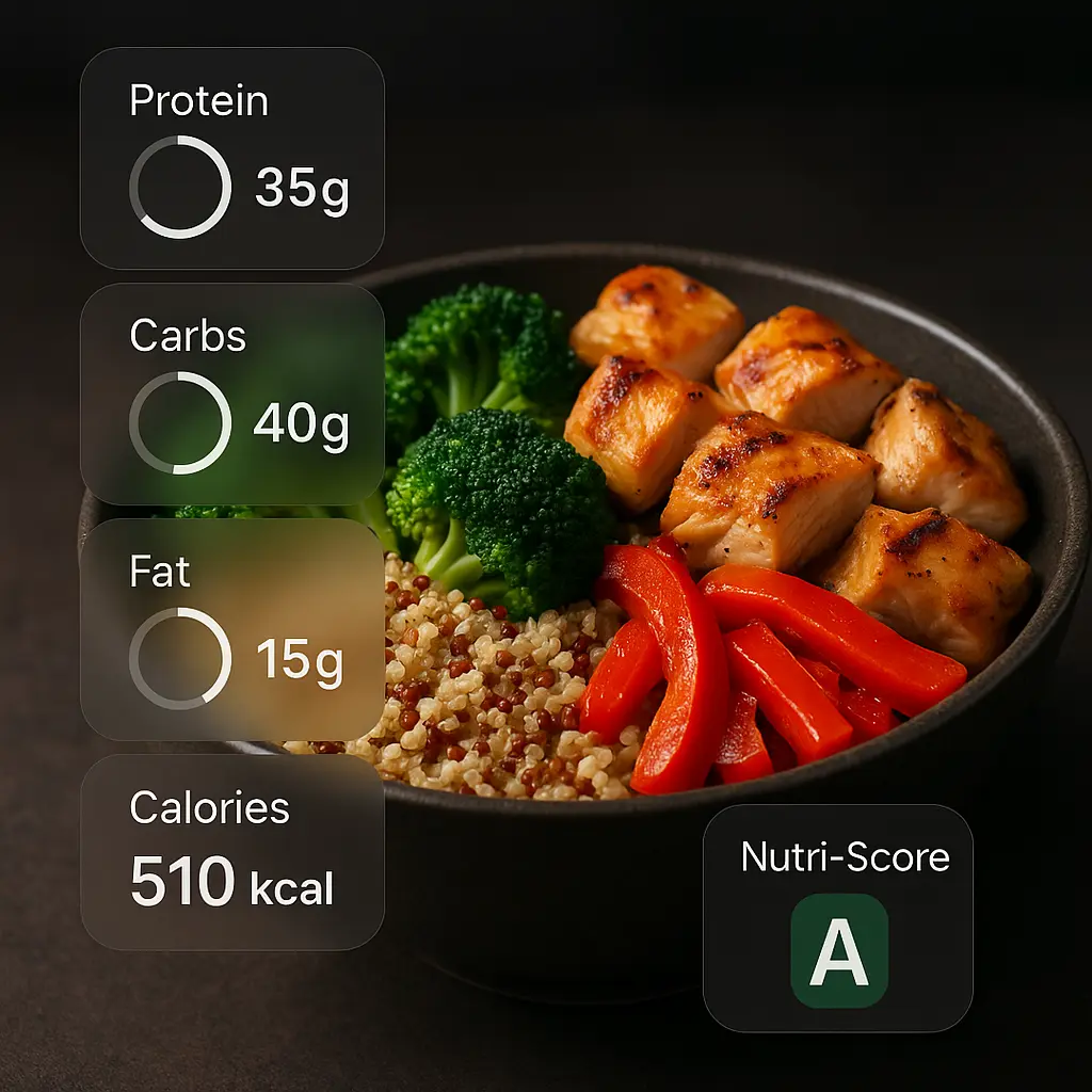 Food analysis with nutritional information